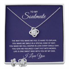 Love Knot Necklace & Earring Set (To My Soulmate, Love You)