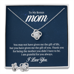 Love Knot Necklace & Earring Set (To My Bonus Mom)