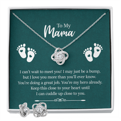 Love Knot Necklace & Earring Set (To My Mama, Love Baby)