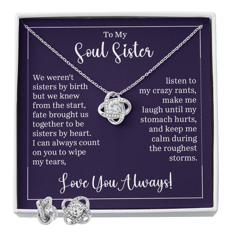 Love Knot Necklace & Earring Set (To My Soul Sister)
