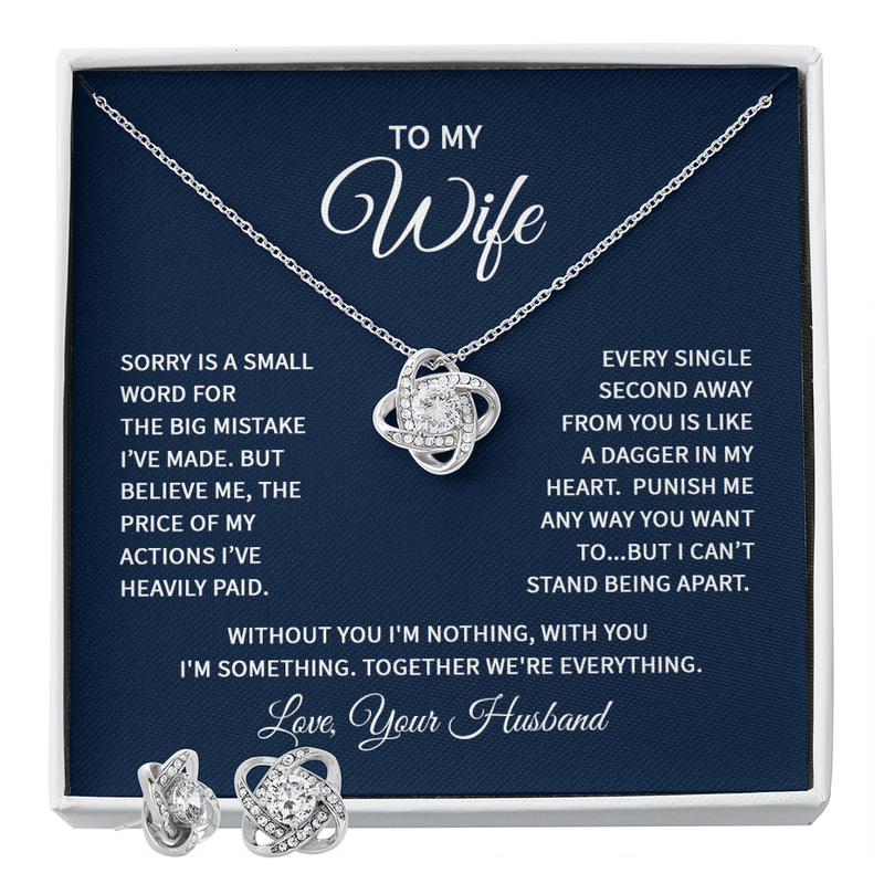 Love Knot Necklace & Earring Set (To My Wife, Sorry)