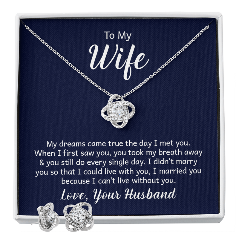 Love Knot Necklace & Earring Set (To My Wife)
