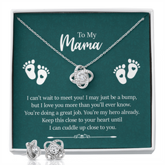 Love Knot Necklace & Earring Set (To My Mama, Love Baby)