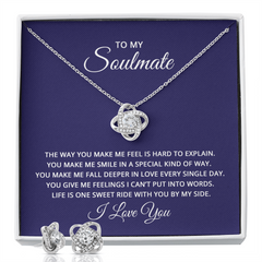 Love Knot Necklace & Earring Set (To My Soulmate, Love You)