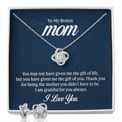 Love Knot Necklace & Earring Set (To My Bonus Mom)