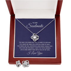 Love Knot Necklace & Earring Set (To My Soulmate, Love You)