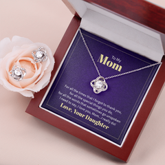 Love Knot Necklace & Earring Set (To My Mom, Love Daughter)
