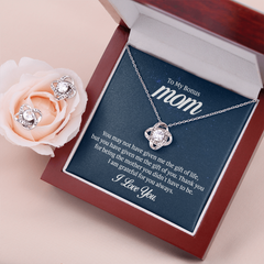 Love Knot Necklace & Earring Set (To My Bonus Mom)