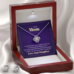 Love Knot Necklace & Earring Set (To My Mom, Love Daughter)