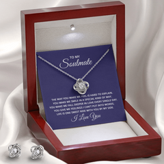 Love Knot Necklace & Earring Set (To My Soulmate, Love You)