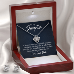 Love Knot Necklace & Earring Set (To My Daughter, Love Dad)