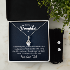 Alluring Beauty Necklace & Earring Set (To My Daughter, Love Dad)