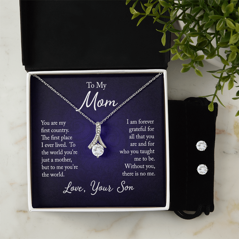 Alluring Beauty Necklace & Earring Set (To My Mom, Love Son)