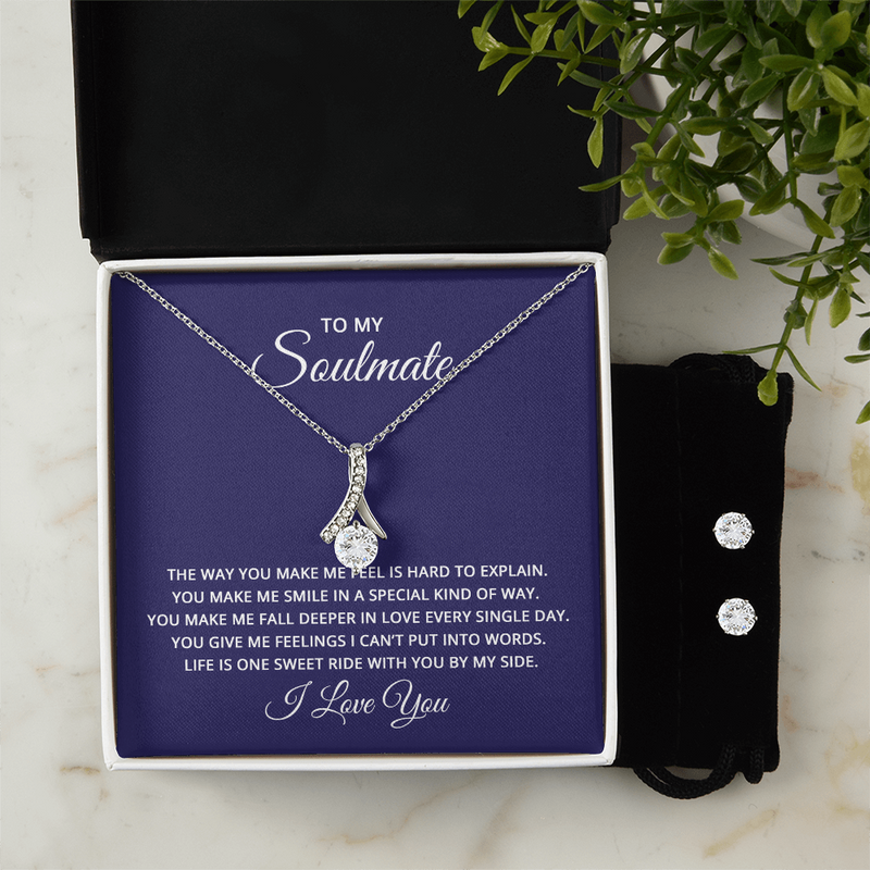 Alluring Beauty Necklace & Earring Set (To My Soulmate, Love You)