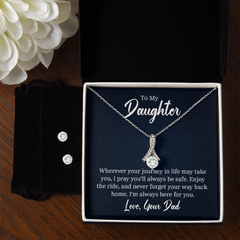 Alluring Beauty Necklace & Earring Set (To My Daughter, Love Dad)
