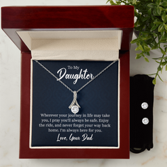 Alluring Beauty Necklace & Earring Set (To My Daughter, Love Dad)