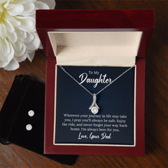 Alluring Beauty Necklace & Earring Set (To My Daughter, Love Dad)