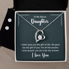 Forever Love Necklace & Earring Set (To My Bonus Daughter)