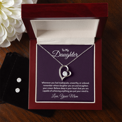 Forever Love Necklace & Earring Set (To My Daughter, Love Mom)
