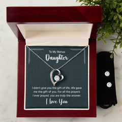 Forever Love Necklace & Earring Set (To My Bonus Daughter)