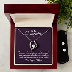 Forever Love Necklace & Earring Set (To My Daughter, Love Mom)