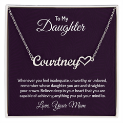 Heart Name Necklace (To My Daughter, Love Mom)