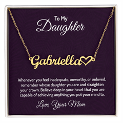 Heart Name Necklace (To My Daughter, Love Mom)