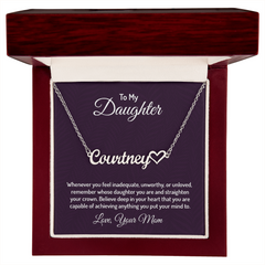 Heart Name Necklace (To My Daughter, Love Mom)