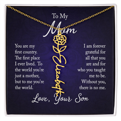 Flower Name Necklace (To My Mom, Love Son)